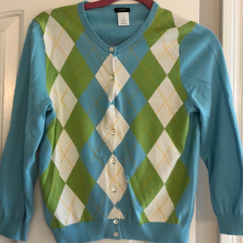 J crew argyle cardigan